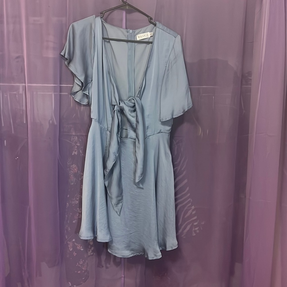 Dusty blue satiny dress
